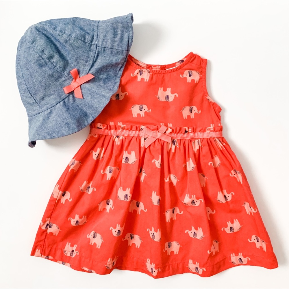 Red Elephant dress with coordinating hat!